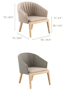 CALYPSO - Garden synthetic fibre ant teak easy chair with armrests by Royal Botania - view 3
